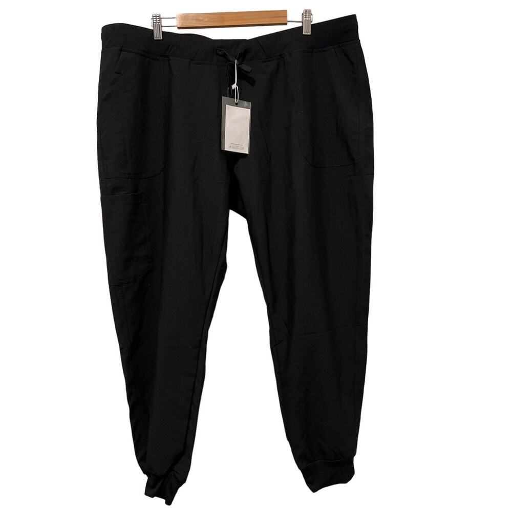 Women's Black Drawstring Waist Jogger Pants with Pockets NWT Size 2XL